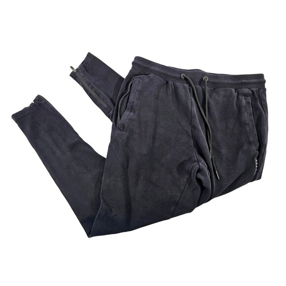 CCN Men's Large YoungLA Black Skinny Leg Ankle Zip Sweatpants Lounge Sweat Pants - Picture 1 of 9